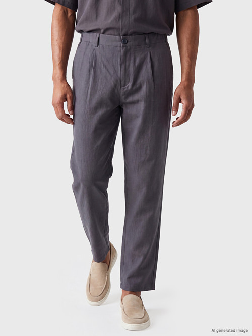 LCW Vision Antrasit Regular Fit Pileli Erkek Pantolon