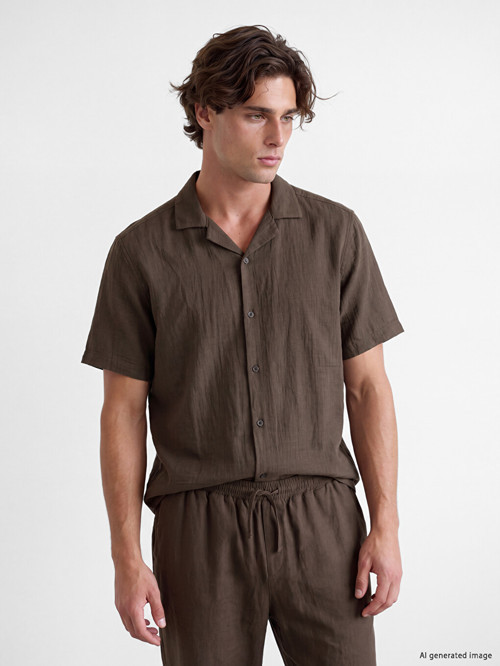 LCW Vision Kahverengi Regular Fit Müslin Erkek Gömlek
