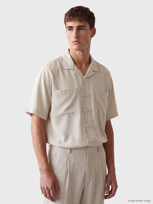 LCW Vision Ekru Loose Fit Erkek Gömlek