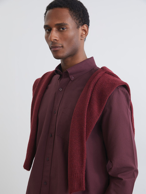 LCW Vision Bordo Regular Fit Uzun Kollu Erkek Gömlek