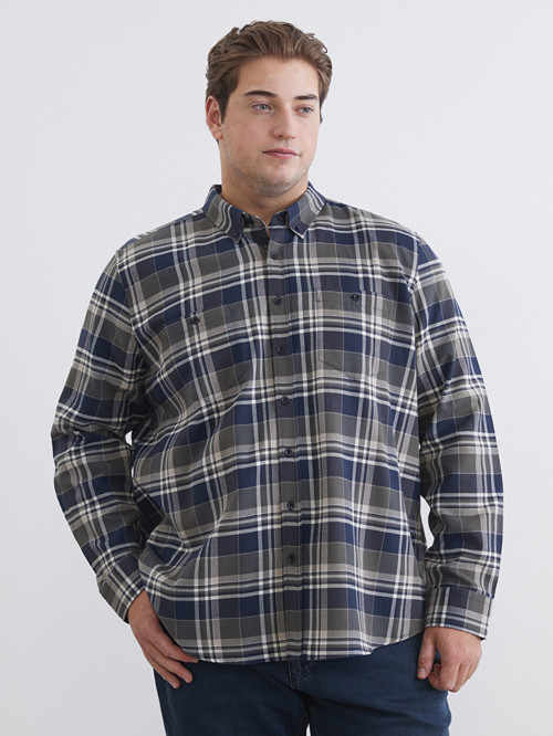 LCWAIKIKI Classic Haki Regular Fit Uzun Kollu Ekose Erkek Gömlek
