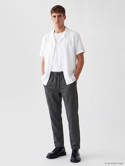 LCW Vision Yeşil Regular Fit Beli Lastikli Erkek Pantolon