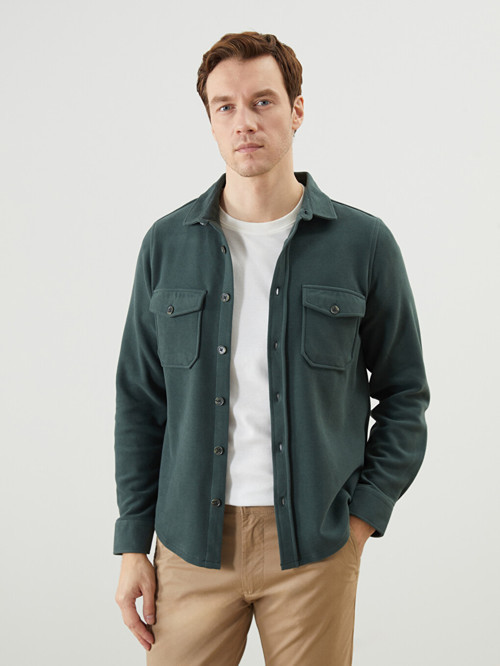 LCWAIKIKI Classic Haki Slim Fit Uzun Kollu Erkek Gömlek