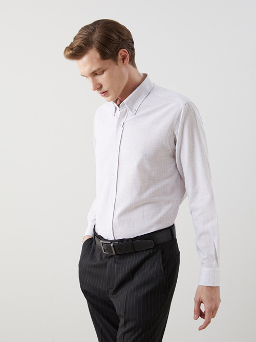 LCW Vision Bej Slim Fit Uzun Kollu Poplin Erkek Gömlek