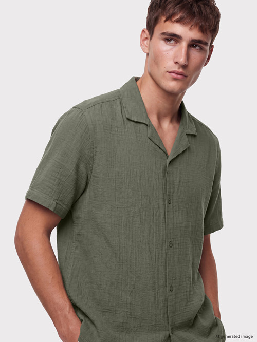 LCW Vision Haki Regular Fit Erkek Dokulu Gömlek