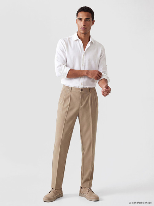 LCW Vision Beyaz Regular Fit Krinkle Erkek Gömlek