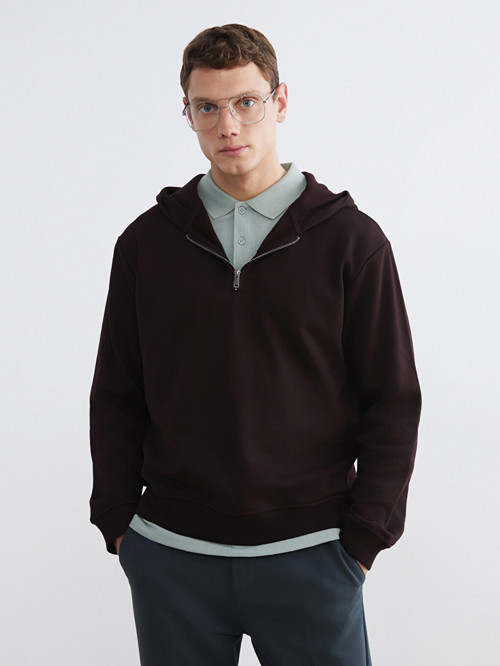 LCW Vision Kahverengi Uzun Kollu Erkek Hoodie