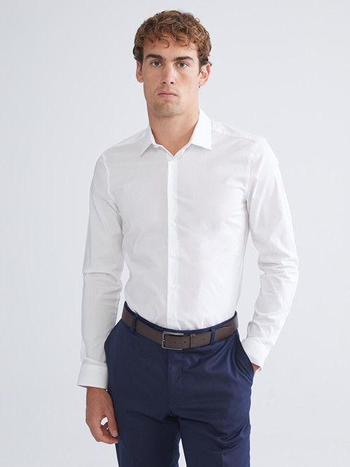 LCW BUSINESS Beyaz Ekstra Slim Fit Uzun Kollu Gabardin Erkek Gömlek