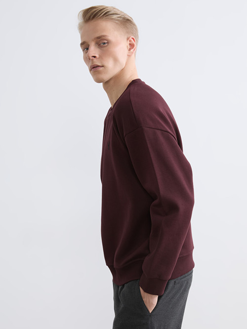 LCW Vision Bordo Bisiklet Yaka Erkek Kalın Sweatshirt