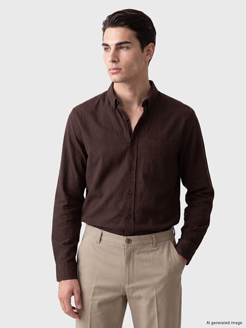 LCWAIKIKI Classic Kahverengi Regular Fit Erkek Gömlek