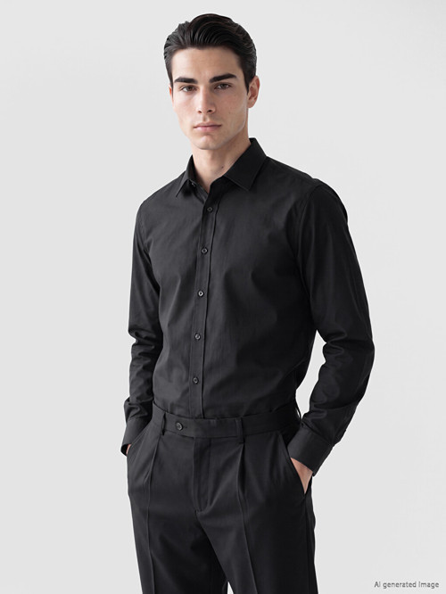LCW BUSINESS Siyah Regular Fit Poplin Erkek Gömlek