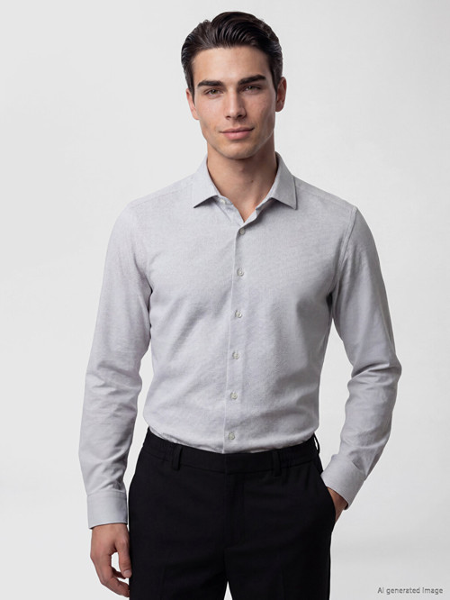LCW BUSINESS Gri Slim Fit Armürlü Erkek Gömlek