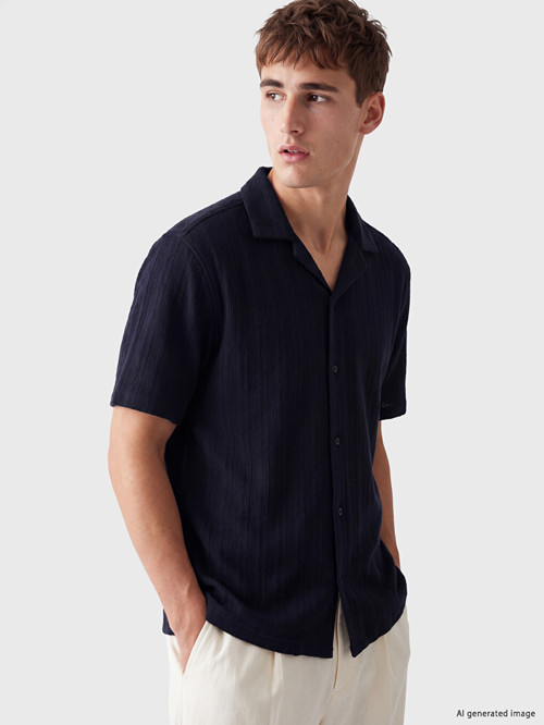 LCW Vision Lacivert Regular Fit Armürlü Erkek Gömlek