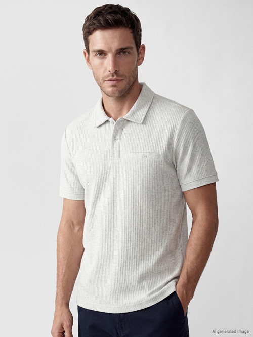 LCWAIKIKI Classic Mavi Polo Yaka Dokulu Erkek Tişört