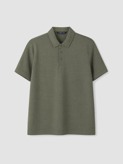 LCWAIKIKI Classic Yeşil Regular Fit Polo Yaka Dokulu Erkek Tişört
