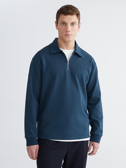 LCW Vision Petrol Polo Yaka Erkek Sweatshirt