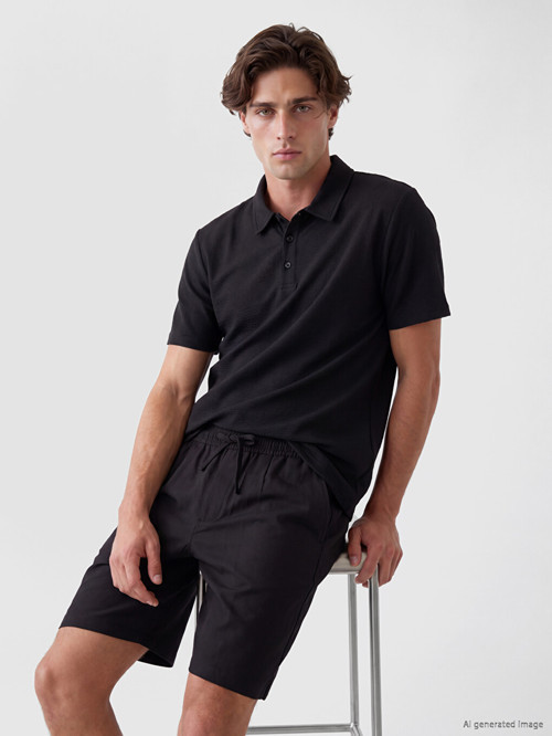 LCW Vision Siyah Polo Yaka Erkek Tişört