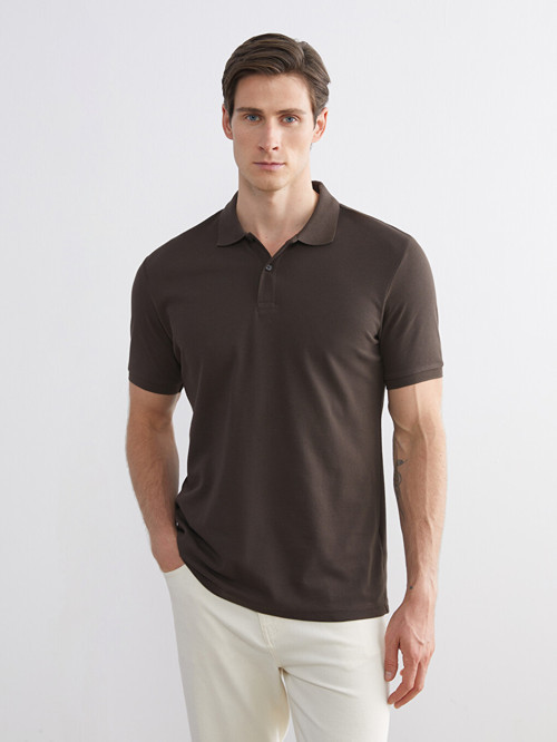 LCWAIKIKI Classic Kahverengi Polo Yaka Pike Erkek Tişört