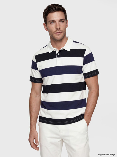 LCWAIKIKI Classic Lacivert Polo Yaka Renk Bloklu Pike Erkek Tişört