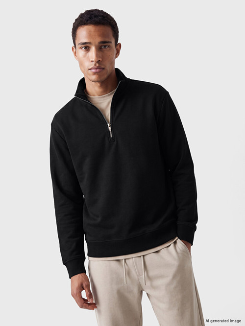 LCW Vision Siyah Dik Yaka Erkek Sweatshirt
