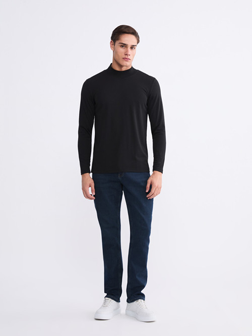 LCWAIKIKI Classic Siyah Dik Yaka Erkek Sweatshirt
