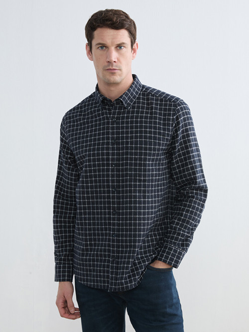 LCWAIKIKI Classic Siyah Regular Fit Ekose Erkek Gömlek