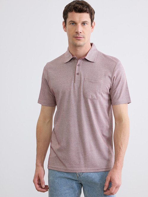 LCWAIKIKI Classic Bordo Polo Yaka Kısa Kollu Cepli Erkek Tişört