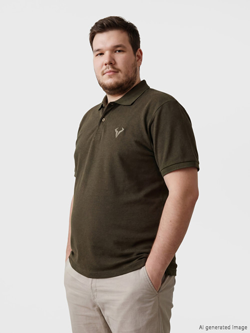 LC WAIKIKI Haki Polo Yaka Nakışlı Pike Erkek Tişört