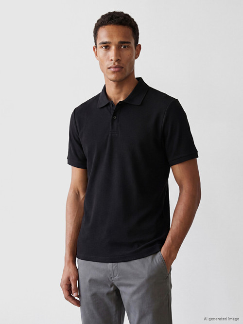 LCW Vision Siyah Polo Yaka Erkek Tişört