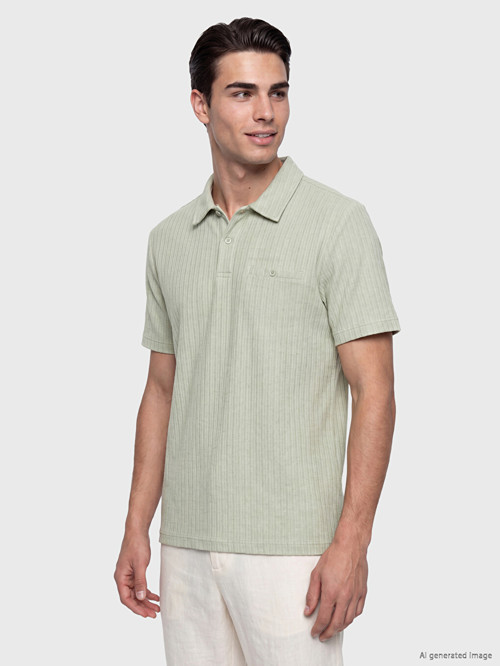 LCWAIKIKI Classic Yeşil Polo Yaka Dokulu Erkek Tişört