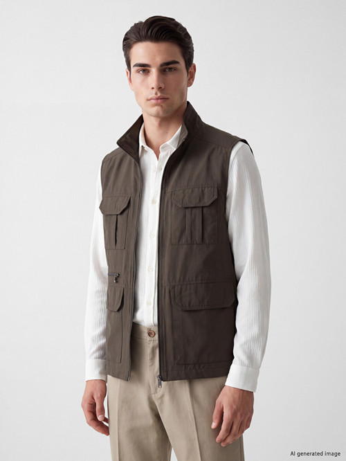 LCWAIKIKI Classic Haki Regular Fit Dik Yaka Erkek Yelek