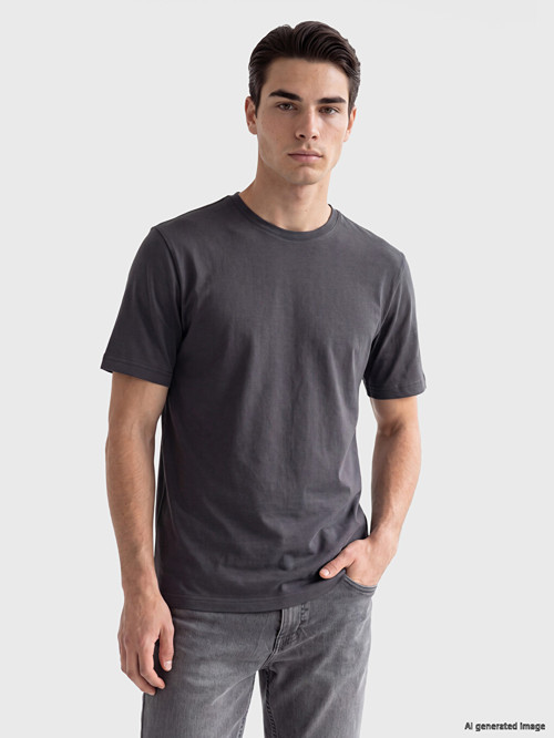 LCWAIKIKI Classic Antrasit Regular Fit %100 Pamuk Erkek Tişört