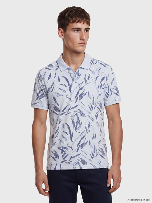 LCW Vision Mavi Polo Yaka Desenli Pike Erkek Tişört