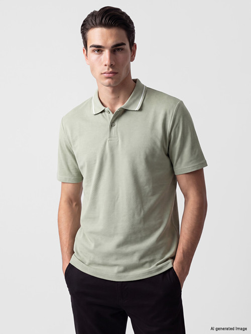 LC WAIKIKI Yeşil Polo Yaka Penye Erkek Tişört