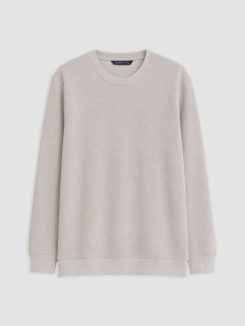 LCWAIKIKI Classic Gri Bisiklet Yaka Desenli Erkek Sweatshirt