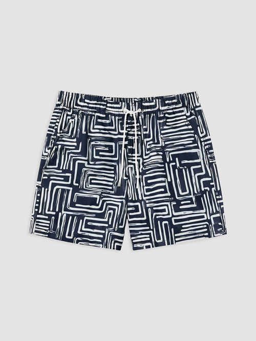 LCW SWIMWEAR Lacivert Kısa Boy Desenli Erkek Deniz Şortu