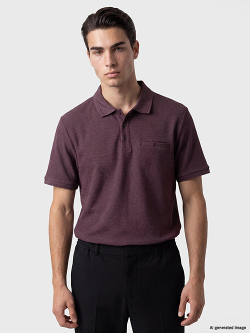 LCWAIKIKI Classic Mor Polo Yaka Penye Erkek Tişört