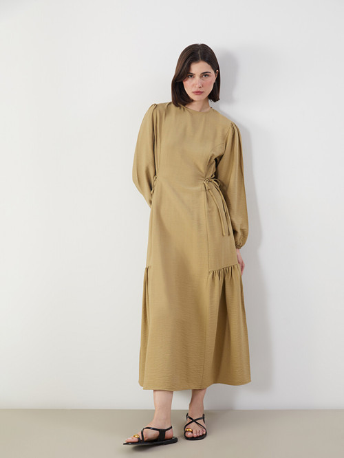 LCW Modest Haki Bisiklet Yaka Elbise