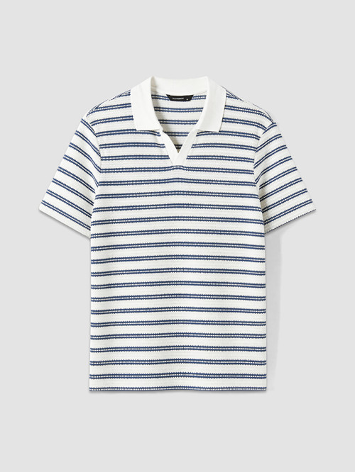 LC WAIKIKI İndigo Polo Yaka Çizgili Erkek Tişört