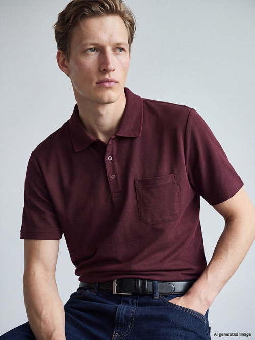 LCWAIKIKI Classic Mürdüm Polo Yaka Pike Erkek Tişört