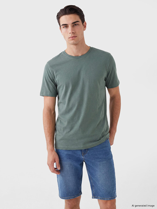 LCWAIKIKI Classic Yeşil Regular Fit %100 Pamuk Erkek Tişört