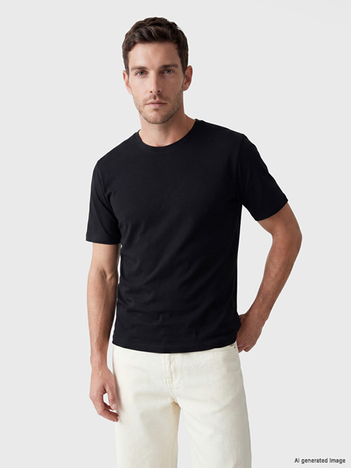 LCWAIKIKI Classic Siyah Regular Fit %100 Pamuk Erkek Tişört