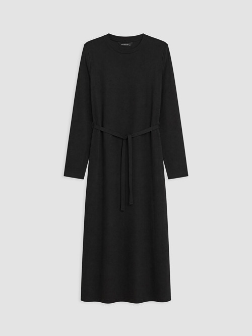 LCW EVERYDAY Siyah Soft Touch Beli Kuşaklı Elbise