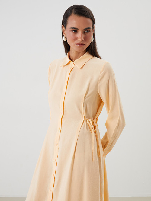 LCW Modest Sarı Modal Karışımlı Gömlek Elbise