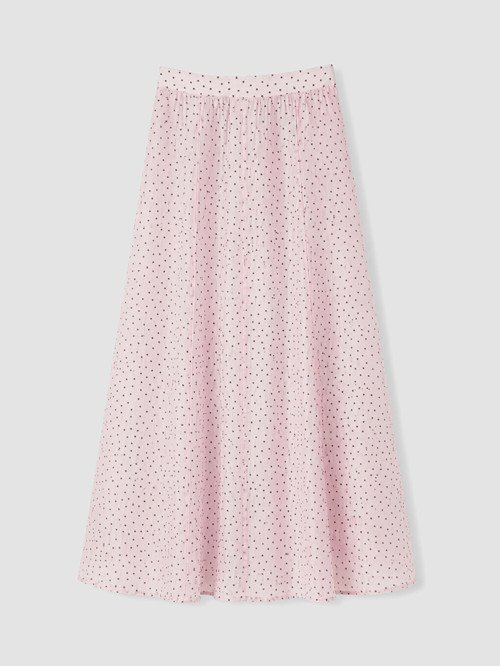LCW Modest Pembe Beli Lastikli Puantiyeli Kloş Etek