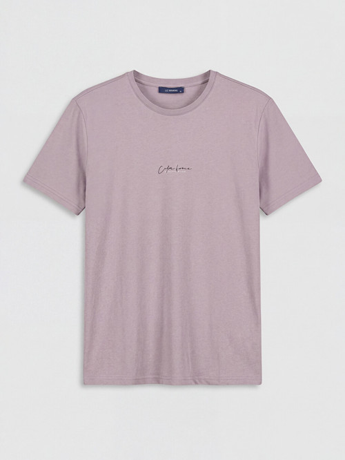LC WAIKIKI Pembe Bisiklet Yaka Baskılı Erkek Pijama Üst