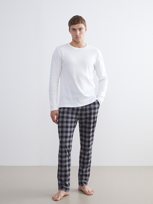 LC WAIKIKI Antrasit Standart Kalıp Ekose Erkek Pijama Alt