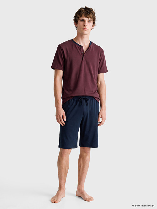 LC WAIKIKI Bordo Erkek Şortlu Pijama Takımı
