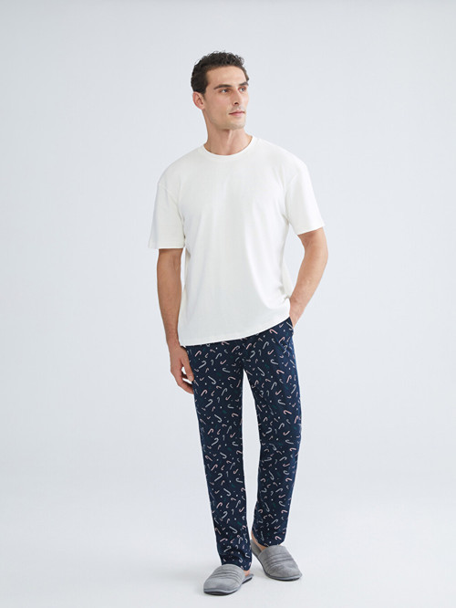 LC WAIKIKI Lacivert Standart Kalıp Yılbaşı Temalı Erkek Pijama Alt