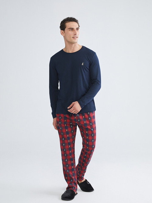 LC WAIKIKI Lacivert Bisiklet Yaka Erkek Pijama Takımı